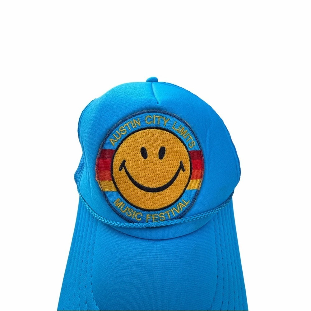 Aviator Nation Austin City LimitsBright Blue Mesh Trucker Hat with Rainbow Patch - Picture 2 of 6